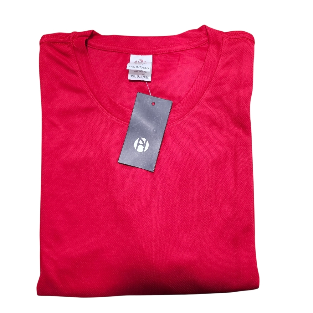 Men's Performance Stretch Long Sleeve Round Neck Jersey T Shirt US 3XL NWT Red